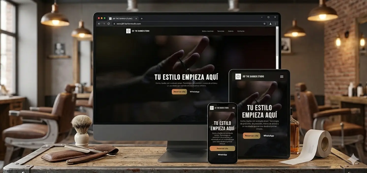 Vista del sitio web de JBF The Barber Studio