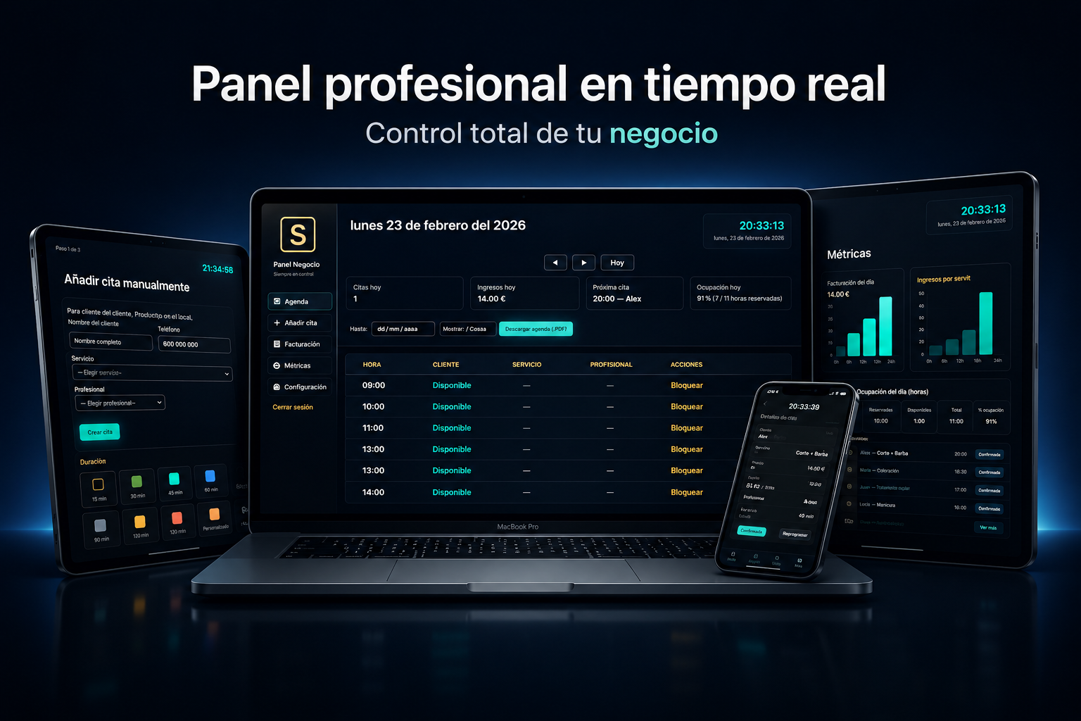 Captura de ReservaIA, panel administrativo de reservas